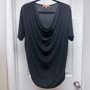 Ellen Tracy Black Draped Cowl Neck Top | Size XL | Made in USA